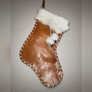 Brown Leather Christmas Stocking